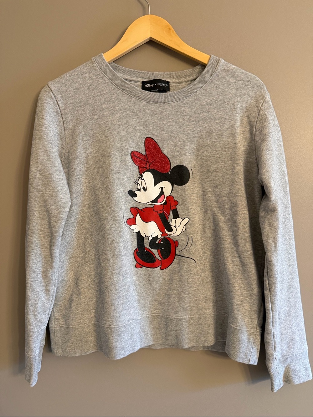 Disney x Kate Spade New York Minnie Mouse Glitter Bow Crewneck Sweatshirt - Sz M